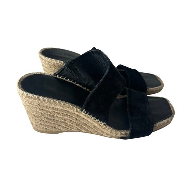 Vince Garlin Suede Espadrille Wedge Sandals Black Size 9 - Picture 2 of 6